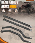 High Clearance Boxed Rear Radius Arms Kit for 2014 and Up RZR XP 1000 and XP 4 1000, Beefy Heavy Duty Adjustable Heim Joint Rear Radius Rods, Bolt On Steel Suspension Upgrade, Wrinkle Black Finish, boxed steel arms