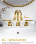 Gold 3 Hole Widespread Bathroom Faucet With 8 Inch Centers Two Handle Brass Vanity Tap Antique Style With Pop Up Drain spout