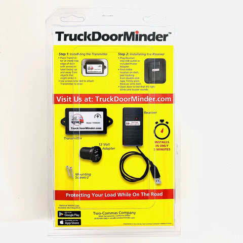 Big Rig Cargo Door Alert And Roll Up Opener Security Monitor With Straight Plug 12 Volt Power And Dual Usb Charging Ports package with instructions and components