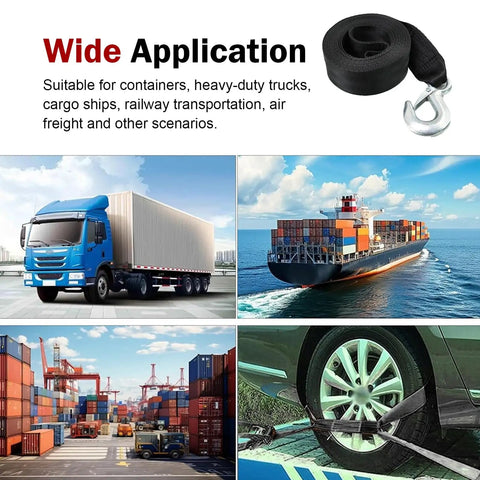 Beefy 2 Inch Wide 20 Foot Winch Strap With Solid Hook, 10000 Lbs Tow Rope Built For Cars, ATVs, Jet Skis, Trailers And Wave Runners, Nylon Heavy Duty Universal Tow Strap For Towing And Bundling, black nylon strap with hook for trucks and containers