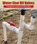 Two Pack 2 Inch PVC Ball Valves With T Handle No Fuss Water Shut Off Slip Socket Fittings For Pools Irrigation Sewage And Home Water Projects 150 PSI Rated installed on irrigation system.