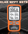 No Nonsense Solar Panel Tester Meter Gauges Voc And Isc Up To 2000W With Backlight and Data Hold, displaying power output and readings.