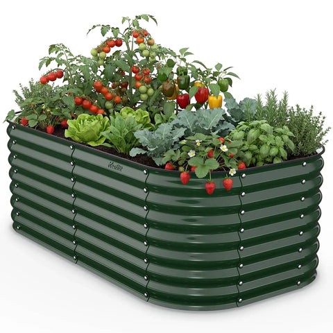 Outdoor Galvanized Steel Raised Bed For Vegetables And Herbs 6 By 3 By 2 Feet 24 Inch Deep Open Bottom Backyard Garden Planter In Forest Green