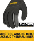 2-In-1 Thermal Grip Glove DPG737L With Moisture-Wicking Nylon Shell, Warm Acrylic Liner, close-up view of black and yellow glove