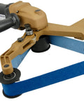 Hella Rugged 180 Grit Aluminum Oxide Sandpaper Belts For Bbs 40A Polisher Grinder Five Pack attached to sanding machine.