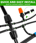 240 Feet DIY Automatic Drip Irrigation Kit For Garden Greenhouse And Patio With Adjustable Emitters, connectors close-up