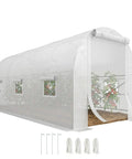 Walk In Tunnel Greenhouse Kit For Serious Gardeners With Large 14.6 By 6.6 By 6.6 Feet White Steel Frame Clear Plastic Cover