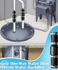 Amazon sump pump check valve kit, front view; 1-1/2 in and 1-1/4 in fittings with 4 stainless hose clamps