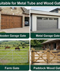 Wooden and metal gates suitable for the Heavy Duty 6 Inch Gate Wheel With Spring Loaded 600 Lb Capacity Gate Roller 360 Degree Swivel.