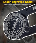 Hella Tough CNC Machined Aluminum Miter Saw Protractor angle finder with laser engraved scale for precise measurements.