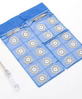 20-piece diamond cutting discs kit for Dremel rotary tools; 22mm blades with 4 mandrels and screwdriver in blue storage case