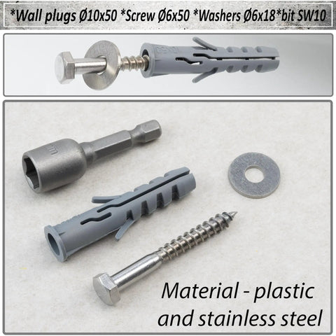 Nylon Flange Dowels Kit With Stainless Steel Screws, Washers And Hex Bit displayed with dowels and hex bit on a surface.
