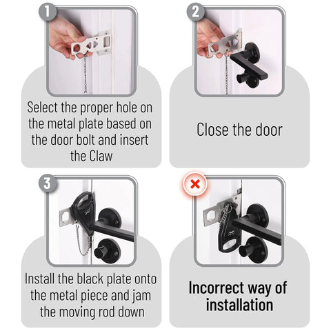 Portable Door Lock Security Kit For Home And Travel Privacy And Kid Safety Durable Door Latch That Prevents Entry Even With A Key Ideal For Hotels Dorms Airbnb And Travelers installation guide