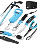 Ocean blue 6 Piece Fishing Tools Kit with pliers, fillet knife, fish lip gripper, hook remover, digital fish scale, line snips