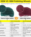 Comparison of 180 and 320 grit polishing wheels for 7 Piece Non-Woven Abrasive Buffing Wheel Set For Drill With One Quarter Inch Shank.