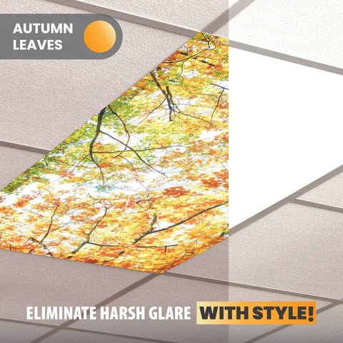 Fluorescent Light Covers For Ceiling Lights 4 Pack Magnetic 2x4 Ft Glare Reduction For Classroom And Office Autumn Leaves Design
