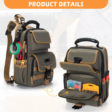 Built Different Electrician Tool Pouch Bag Featuring Heavy Duty Canvas And Twin Zippered Hvac Organizer Slots For Skilled Tradesmen Grinding Out Long Shifts