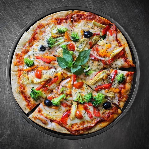 13 Inch Carbon Steel Pizza Pan With Premium Non Stick Coating Heavy Duty Commercial Grade Baking Tray For Oven Even Heat