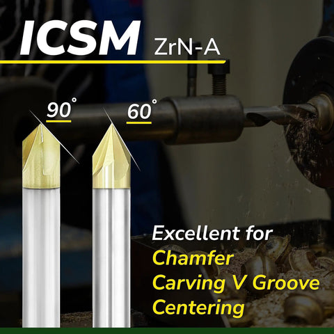 Chamfer End Mill For CNC Carving 90 Degree V Groove One Quarter Inch Shank Two Inch Overall Length Beefy Carbide tool image