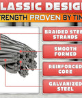 Heavy Duty Galvanized Garage Door Cables Built Like A Tank For Standard Torsion Systems 11 Feet 6 Inches Long, braided steel strands overview.