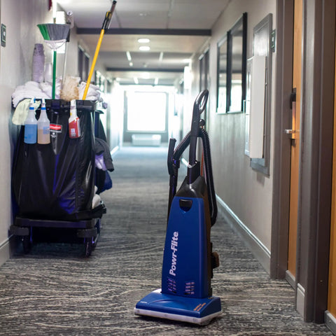 Powr-Flite Borelli Dual Pro Upright Vacuum With HEPA Filtration For Heavy Duty Commercial Use Powerful Dual Motor High Suction Bagged Design Ideal Carpet And Hard Floor Cleaning Deep Clean With 14 Inch Path