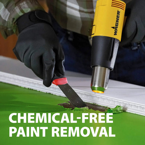 Dual Temp Heat Gun Kit With 750 Degrees F And 1000 Degrees F used for chemical-free paint removal on wood surface