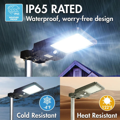 IP65 rated Solar Security Flood Light With Motion Sensor And Dusk To Dawn, 1000 Lumen 40 LED Outdoor Street Lamp