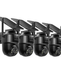 Four 2K Wireless Outdoor Security Cam With Solar Power 360 Degree PTZ Night Vision Two Way Audio PIR Motion Sensor, side view