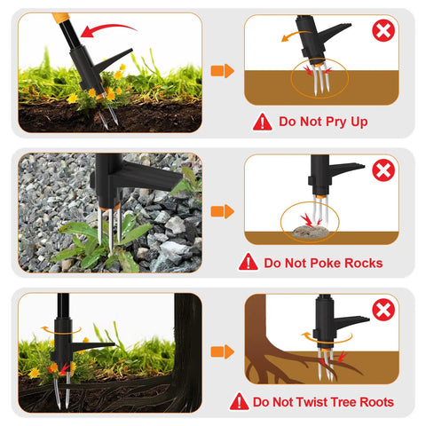Stand Up Weeder With 3 Claws For Effortless Weed Removal Zero Bending Back Saver Garden Tool used in lawn, soil and gravel