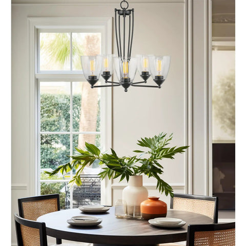 Dining room with chandelier fitting Clear Glass Lamp Shades 3-Pack Modern Cone Shape 6x5.75 Inch 1-5/8 Inch Fitter