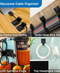 Ultimate Cable Management Kit With 40 Self Adhesive Hook and Loop Ties And 2 Extension Straps for office and home cable organization.