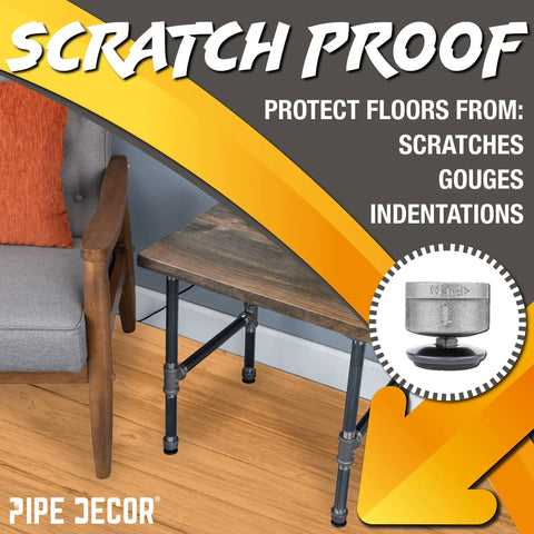 Adjustable Pipe Leg Levelers For 1 Inch Pipe Legs 4 Pack Stop Wobble And Add Height Floor Safe Scratch Proof Table Legs