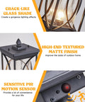 No Brainer Outdoor Post Lantern With PIR Motion Sensor And Dusk To Dawn Sensor crackle glass and matte finish details