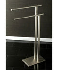 Edenscape Pedestal Towel Holder In Brushed Nickel With Double L Shape Design Built To Last Free Standing Bath Accessory