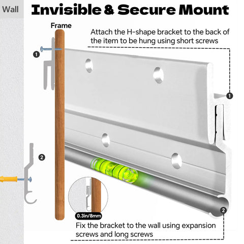 Heavy Duty 12 Inch French Cleat Hanging Kit With Aluminum Z Clips Brackets For Mirrors Frames Headboards Shelves Wall Hanger Includes Hardware And Supports Up To 90 Lbs No Fuss Install, aluminum bracket installation diagram