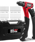 Heavy Duty Rivet Gun Kit With 4 Tool Free Interchangeable Heads And Carrying Case Includes 200 Rivets One Hand Pop Riveter