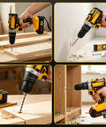 Rugged 21V Cordless Drill Kit Featuring Rechargeable Batteries And Quick Release Keyless Chuck for furniture assembly drilling into wood and drywall.