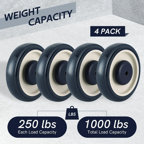 Slick 5 Inch Shopping Cart Caster Wheels 4 Pack Featuring Heavy Duty Polyurethane Tread And Precision Seal Bearings That Roll Like Butter Zero Hassle With Included Mounting Screws For Smooth Everyday Hauling In Blue