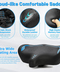 Oversized Bike Seat For Men And Women, Extra Wide Cushion With Wing Padding, Large Replacement Saddle, shock absorption