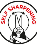 Diagram of Ultra Sharp 8 Inch Kitchen Shears And Garden Snips In Red With Safety Lock, showing self-sharpening feature