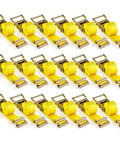 Set of Heavy Duty 2 Inch By 15 Foot E Track Ratchet Straps Kit With 4400 Lbs Break Strength Polyester Webbing Spring Fittings
