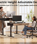 ModernMate Electric Standing Desk With Storage Drawers, Height Adjustable Sit Stand Table features adjustable height from 27.9 to 45.7 inches.