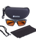 High Grade Laser Safety Eyewear For Tattoo Removal, Vein Removal, And Pigmented Lesion Treatments With 190 To 534 Nm And 850 To 1064 Nm Filters, Wraparound Eye Frames For Docs And Laser Pros, ANSI Z136.1 Certified with case, lanyard, and cloth