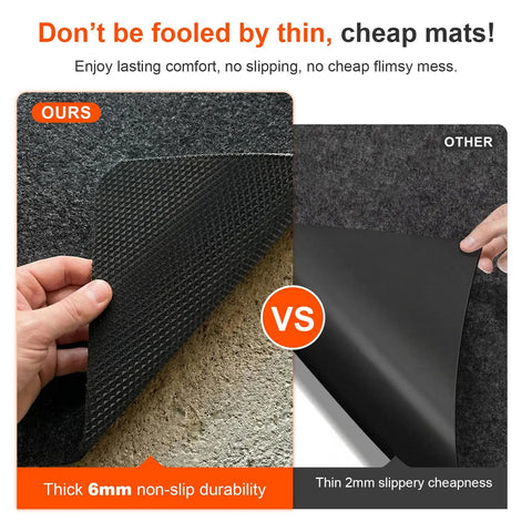 Comparison of Heavy Duty Oil Spill Mat For Garage Floor 3x5 Ft Extra Thick Absorbent With Anti Slip Rubber Backing vs thin mat