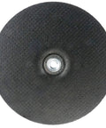 Top view of Wolverine Type 27 Grinding Wheel With Beastly Fast Stock Removal Aggressive Cutting A24R, black surface.
