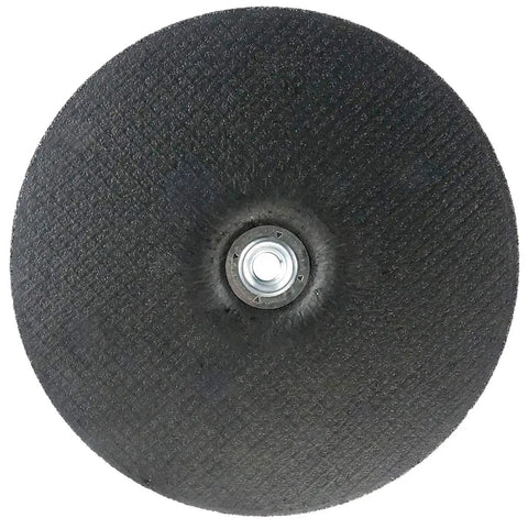Top view of Wolverine Type 27 Grinding Wheel With Beastly Fast Stock Removal Aggressive Cutting A24R, black surface.