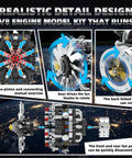 Realistic detail of Mini Turbofan Engine Model Kit That Actually Runs, showing piston, fan rotation, and disassembly features