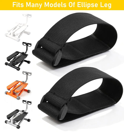 2 Pack Bike Pedal Straps for Under Desk Workouts, Adjustable Leg Exerciser Traction Straps for Elliptical Machines, Black