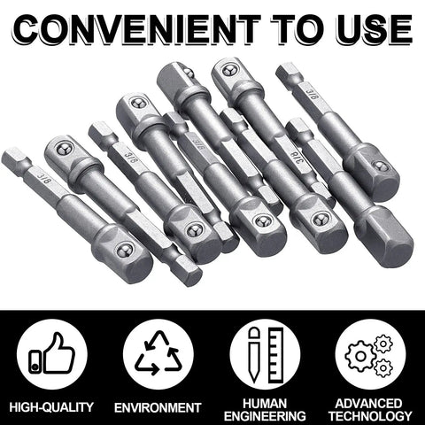 Square Socket Adapter Set For Drills And Extension Drivers Hex Socket Adapters For Automotive DIY 10 Pack Tool Bit Converter For Power Tools Easy Plug In Handle Use Rock Solid Durable And Versatile