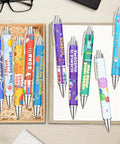 Science Theme Ballpoint Pens 10 Pack Colorful STEM Design Pens With Lab Icons Chemistry Physics Biology Patterns Smooth Writing